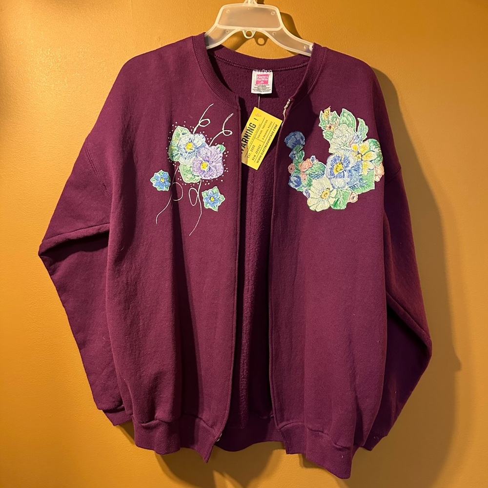 Hanes Her Way Vintage Floral Cardigan